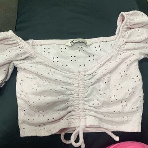 Pink off the shoulder crop top